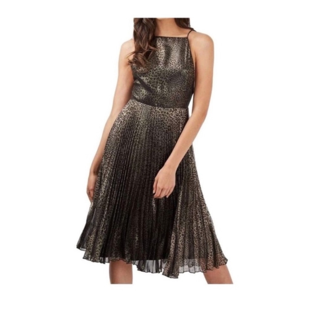 New Topshop animal foil print high neck dress new 4
